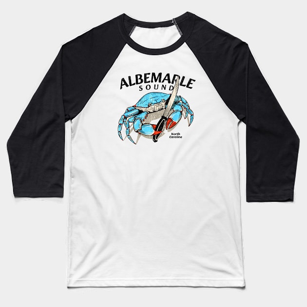 Albemarle Sound, North Carolina Blue Crab Baseball T-Shirt by Contentarama